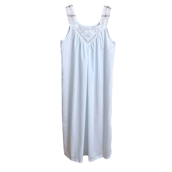 Vintage Sears Powder Blue Lace Nightgown Cottagecore Soft Girl Y2K Sleepwear M/L - Picture 1 of 14